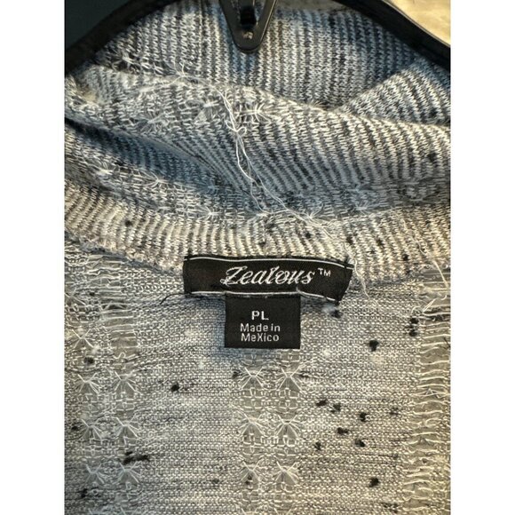 Zealous Light Grey Open-Front Knit Cardigan Size LP - Picture 2 of 4